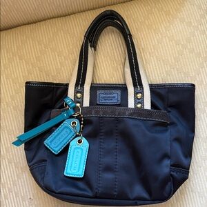 Coach Black and Teal Women's Tote Bag